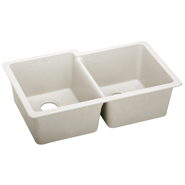 Quartz Luxe 33x20-1/2x9-1/2" Offset Dbl Bowl Sink Ricotta
