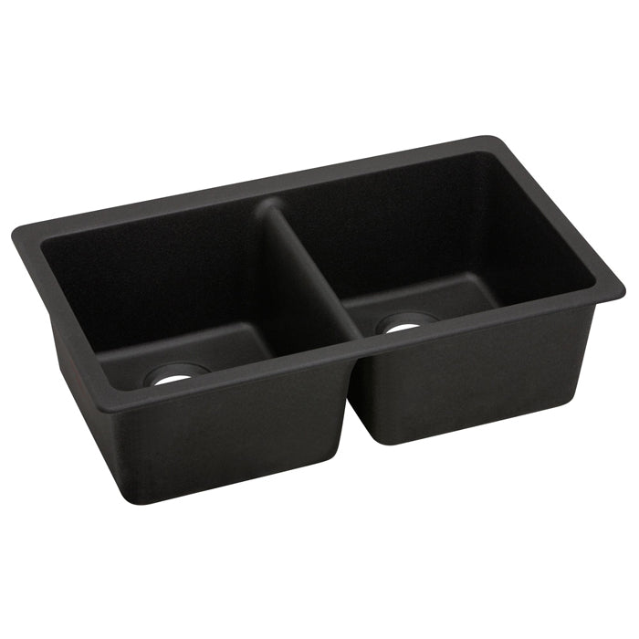 Quartz Luxe 33x18-1/2x9-1/2" Equal Dbl Bowl Sink Caviar