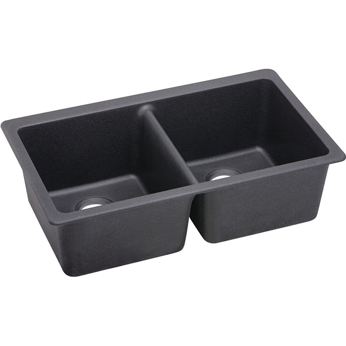 Quartz Luxe 33x18-1/2x9-1/2" Equal Dbl Bowl Sink Charcoal
