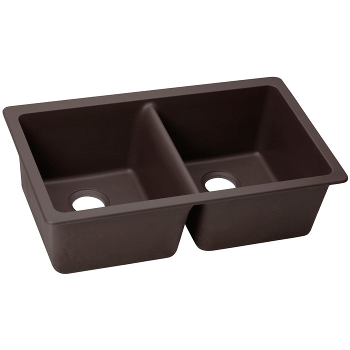 Quartz Luxe 33x18-1/2x9-1/2" Equal Dbl Bowl Sink Chestnut