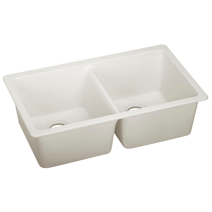 Quartz Luxe 33x18-1/2x9-1/2" Equal Dbl Bowl Sink Ricotta