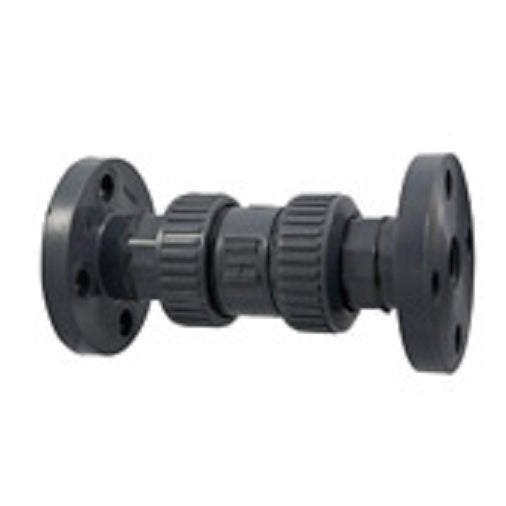 Ball Check Valve 1-1/2" PVC Schedule 80 Flanged True Union EPDM O-Ring, Teflon Seat  Max Pressure 150 PSI non-shock