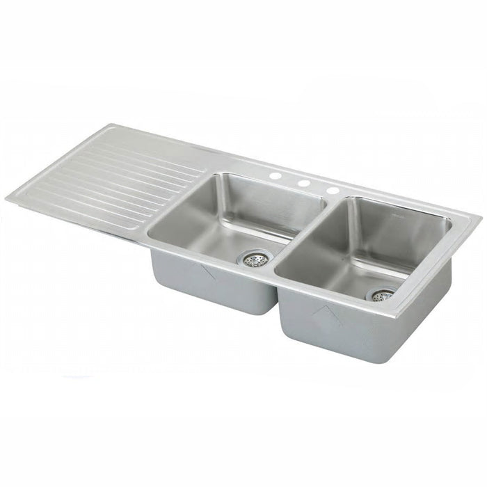 Lustertone 54x22x10" Stainless Steel Double Bowl Sink 4 Hole
