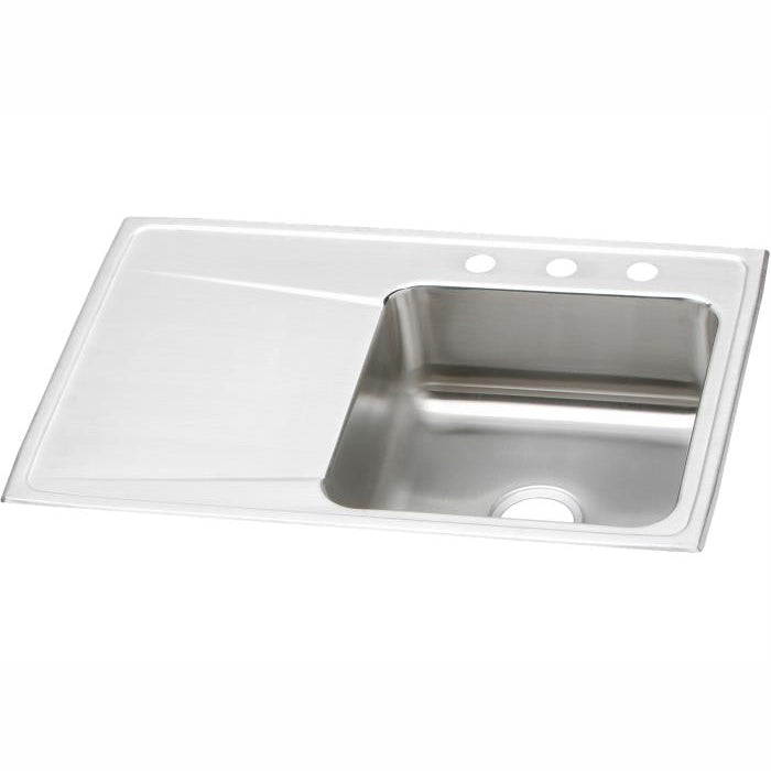 Lustertone 33x22x7-5/8" Stainless Steel Sink RH Bowl 3 Holes