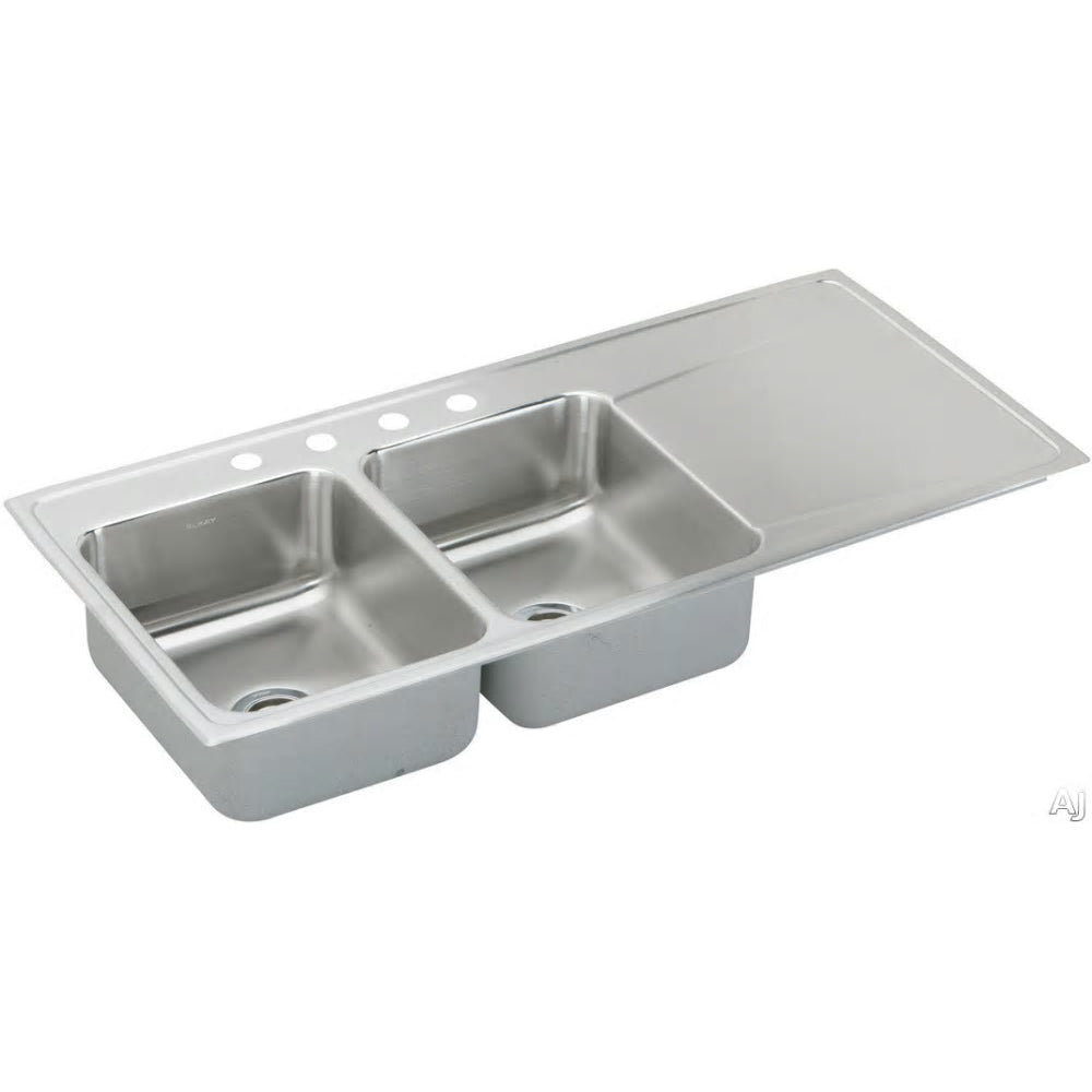 Lustertone 48x22x7-5/8" Stainless Steel Dbl Bowl Sink 4 Hole