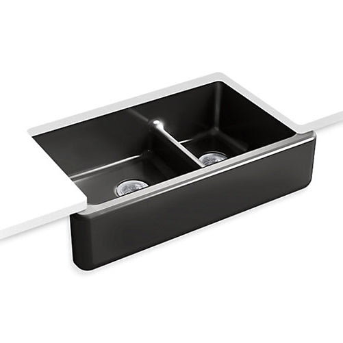 Whitehaven 35-11/16x21-9/16x9-13/16" Dbl Bowl Sink in Black