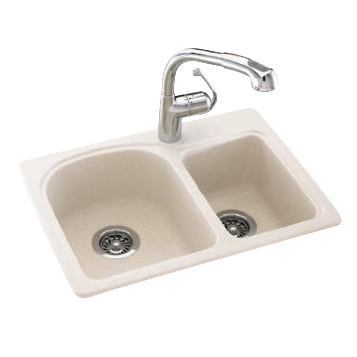 Swanstone 25x18x7-1/2" Double Bowl Sink in White 1HL