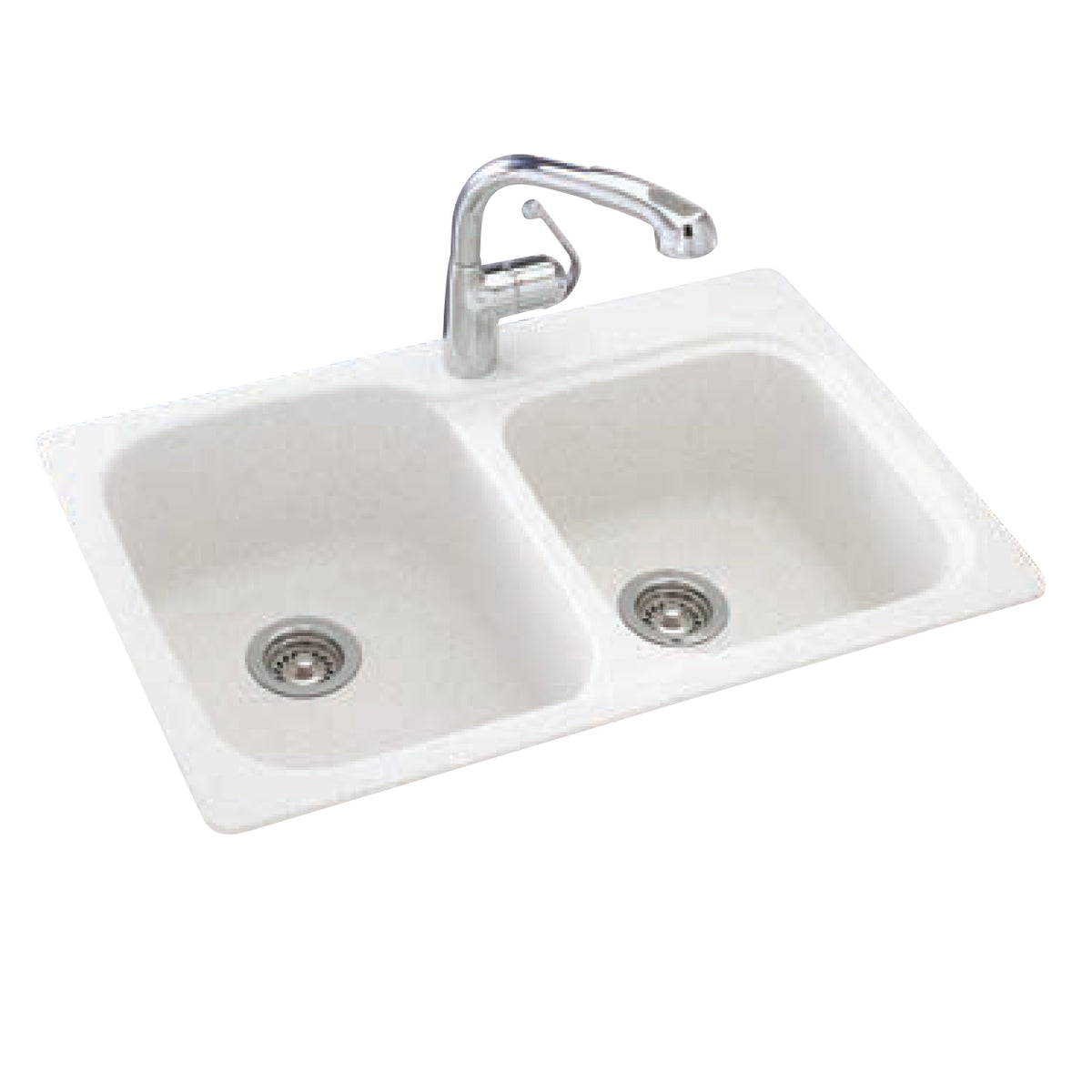 Swanstone 33x22x9" Double Bowl Sink in Tahiti Matrix 1 Hole