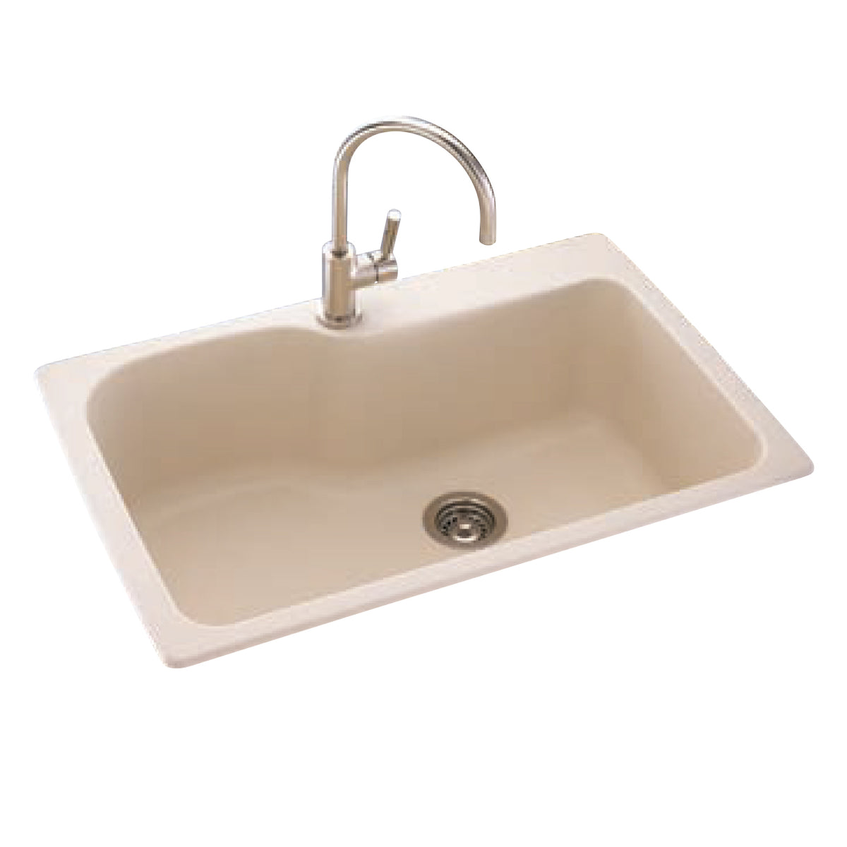 25x22x9-1/2" Swanstone Kitchen Sink in White w/1 Hole