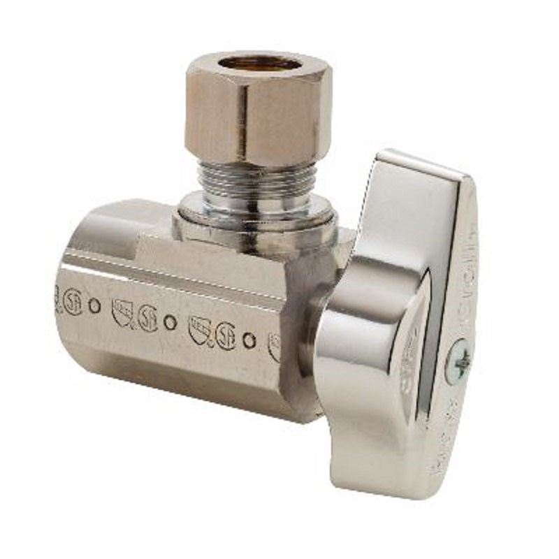 STOP ANGLE 1/2X3/8 CHROME PLATED FXCMP KTR17C CHROME QUARTER TURN Maximum Pressure 125 PSI