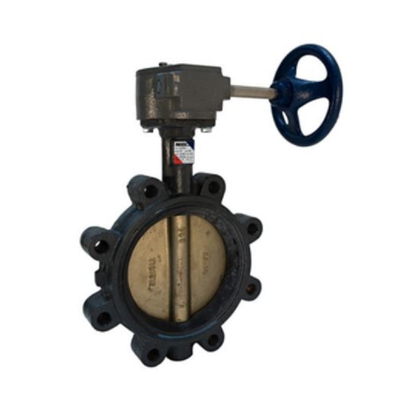 Butterfly Valve 2-1/2" Ductile Iron Lug Type EPDM Seat Aluminum Bronze Disc Gear Operated Handle Max Pressure 200 PSI