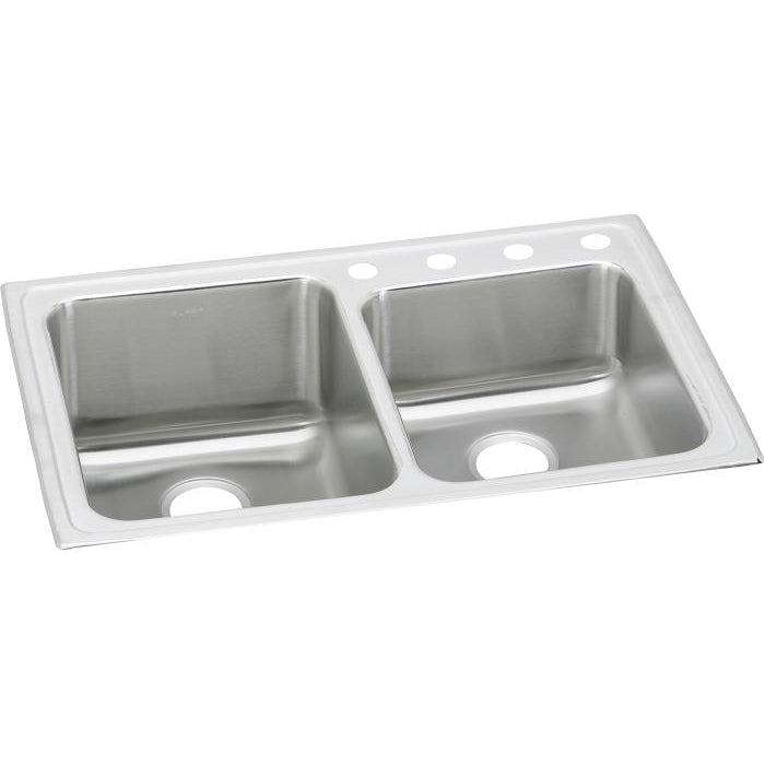 Lustertone 33x22x10" Stainless Steel Double Bowl Sink 2 Hole