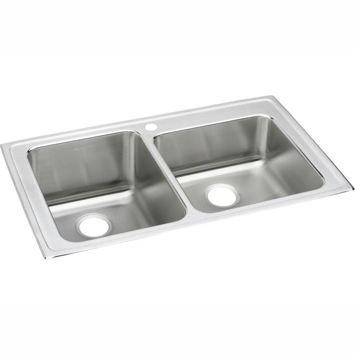 Lustertone 37x22x10" Stainless Steel Double Bowl Sink 2 Hole