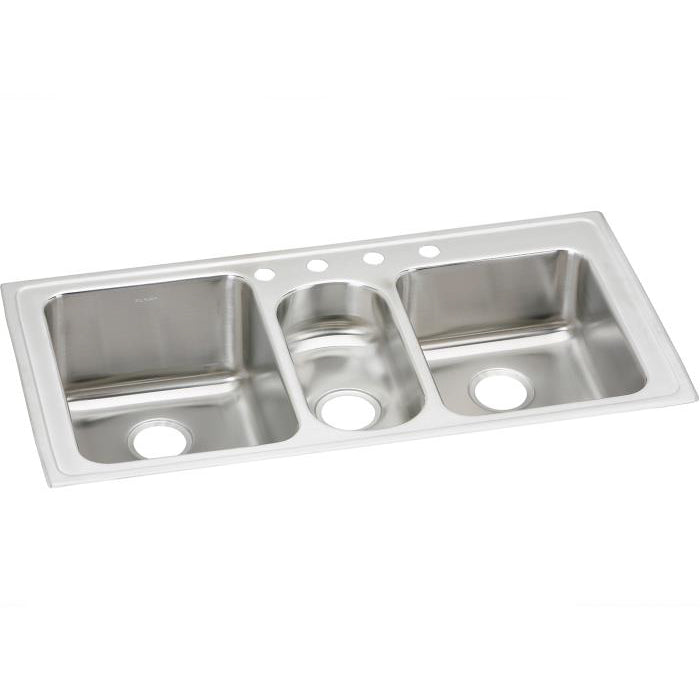 Lustertone 43x22x10" Stainless Steel Triple Bowl Sink 0 Hole