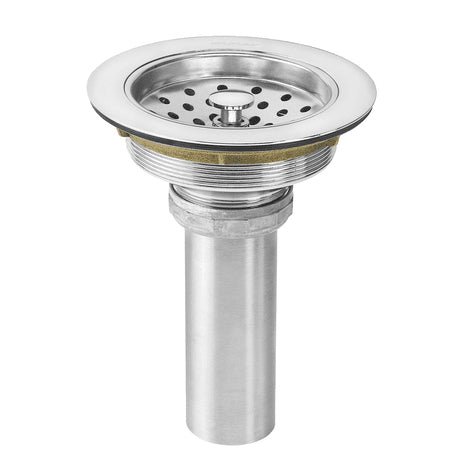 Drain Outlet Fitting 3-1/2" w/Basket Strainer & Tailpiece Chrome