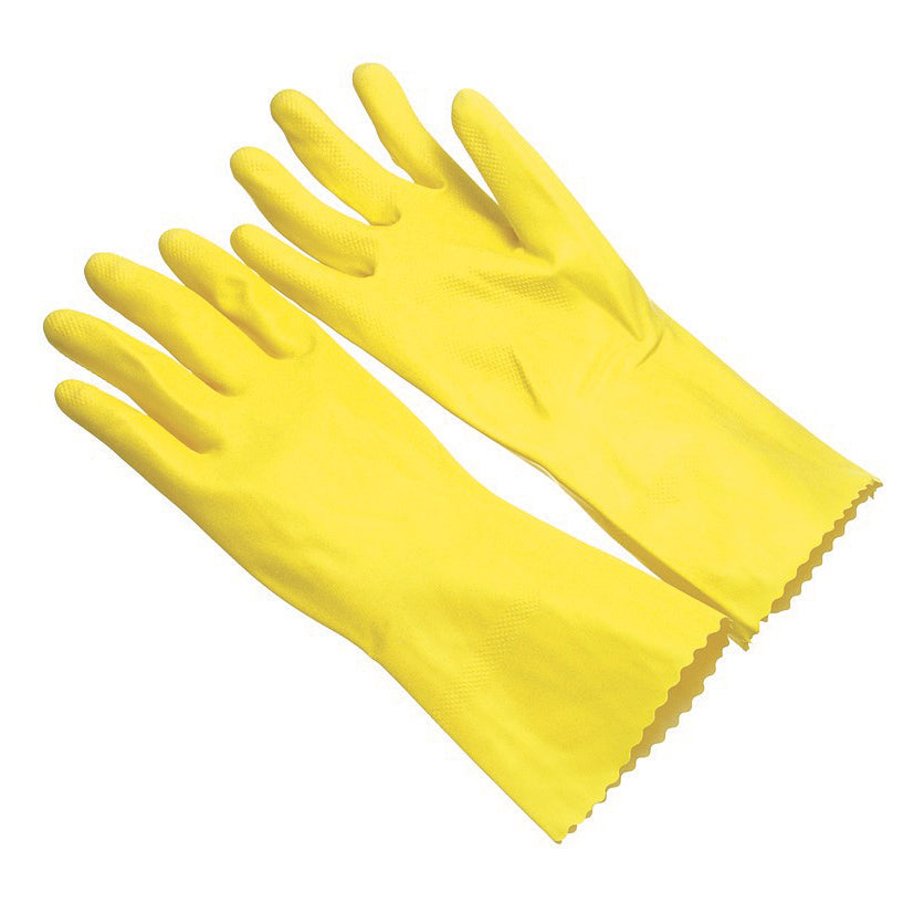 Latex Glove Large 17 mil Yellow Flock Lined Pinked Cuff