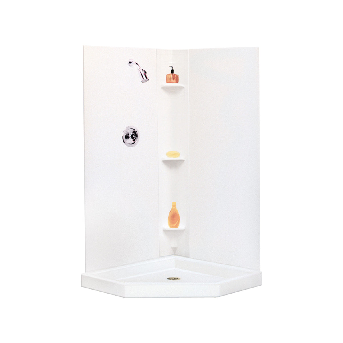 DuraWall 3 pc Neo-Angle/Corner Shower Wall System in White