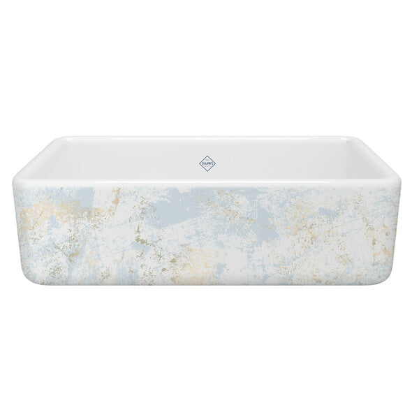 Shaws Original 33x18x10" Kitchen Sink in Blue/Gold Patina