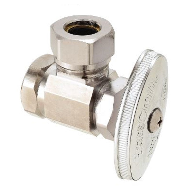 STOP ANGLE 1/2X7/16X1/2 CHROME PLATED FXSLIP JOINT O3301X C - MULTI-TURN Maximum Pressure 125 PSI