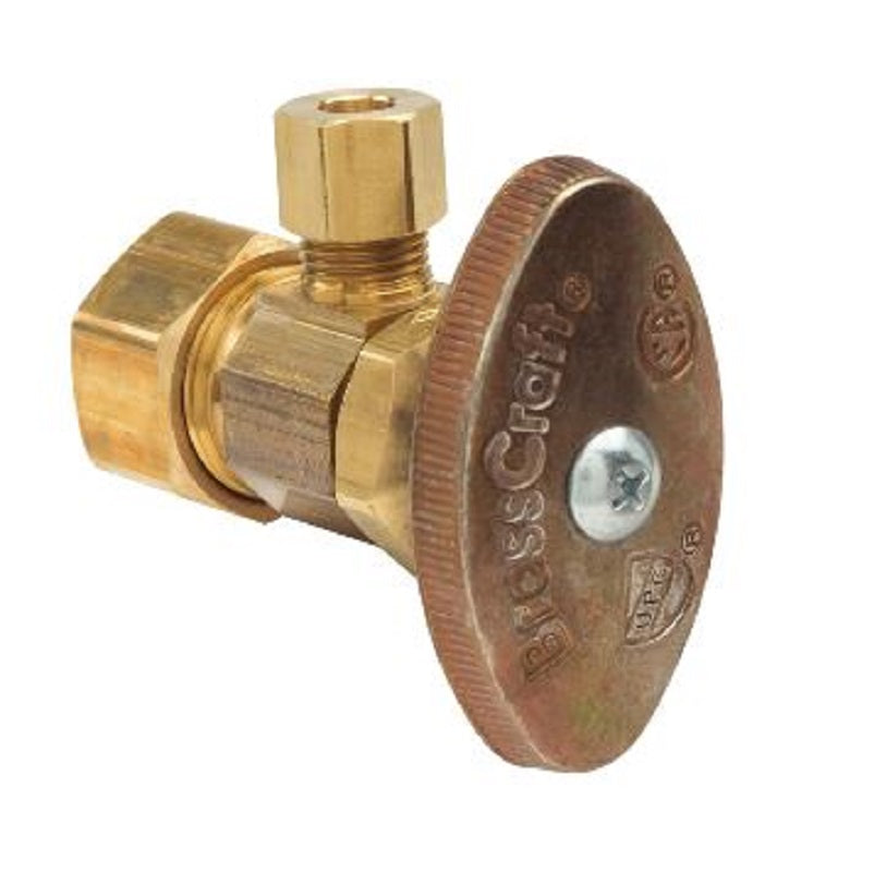 STOP ANGLE 1/2X3/8 ROUGH BRASS CMPXCMP OCR19X R1 - MULTI-TURN Maximum Pressure 125 PSI Window Box Package