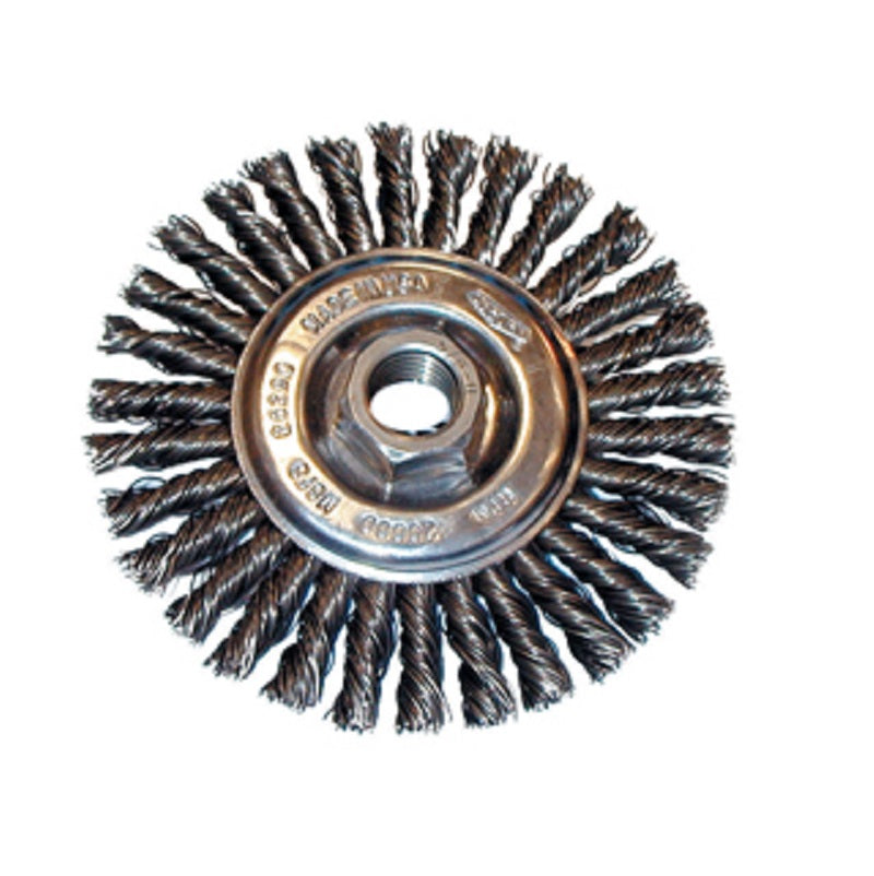 Wheel Brush 4" Diameter Stringer Bead High Speed Small Grinder .020" Wire 1/2"-13NC Arbor Hole