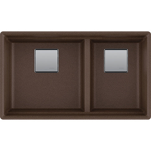 Peak 32x18-3/4x9-1/2" Granite Double Bowl Sink in Mocha