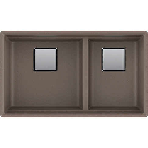 Peak 32x18-3/4x9-1/2" Granite Double Bowl Sink in Storm