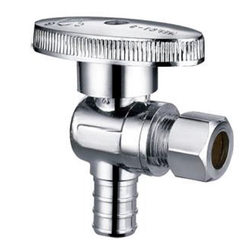 WATER STOP 1/2X3/8 PLB104XP 1/4 TURN ANGLE NOMINAL CRIMP BARB Maximum Pressure 125 PSI