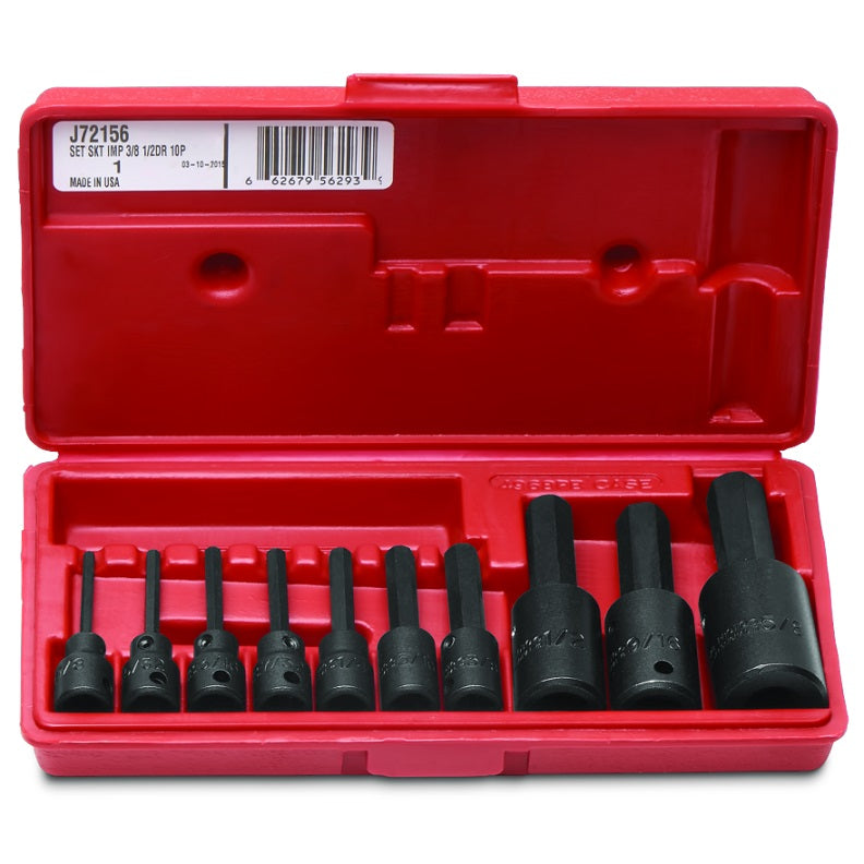 SOCKET SET 10PC HEX BIT J72156