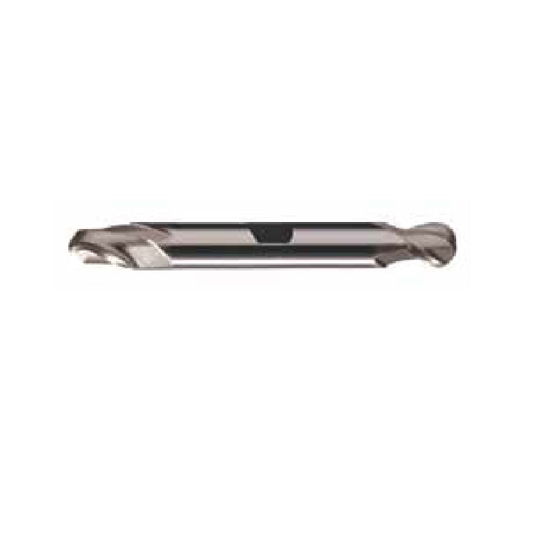 End Mill 3/16" Diameter 7/16" Length of Cut 2 Flute HSS Double Ball End Bright