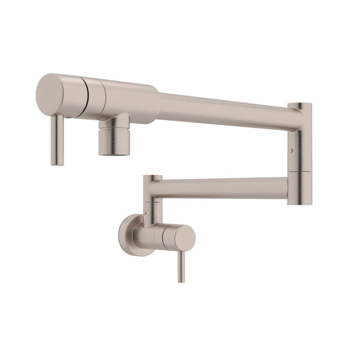 Modern Wall Mount Swing Arm Pot Filler in Satin Nickel