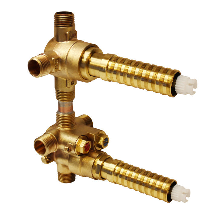 Universal 1/2" Thermostatic Rough-In Valve Only 1/2" NPT Connections w/3 Outlet Diverter