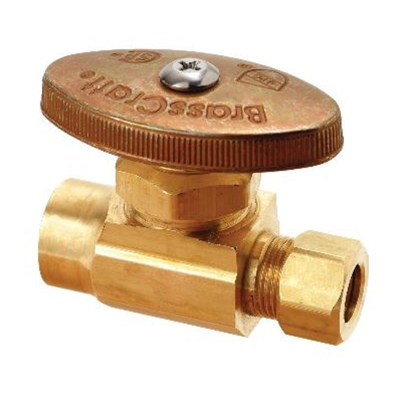 STOP STRAIGHT 1/2X3/8 ROUGH BRASS SWTXCMP R14X R - MULTI-TURN Maximum Pressure 125 PSI