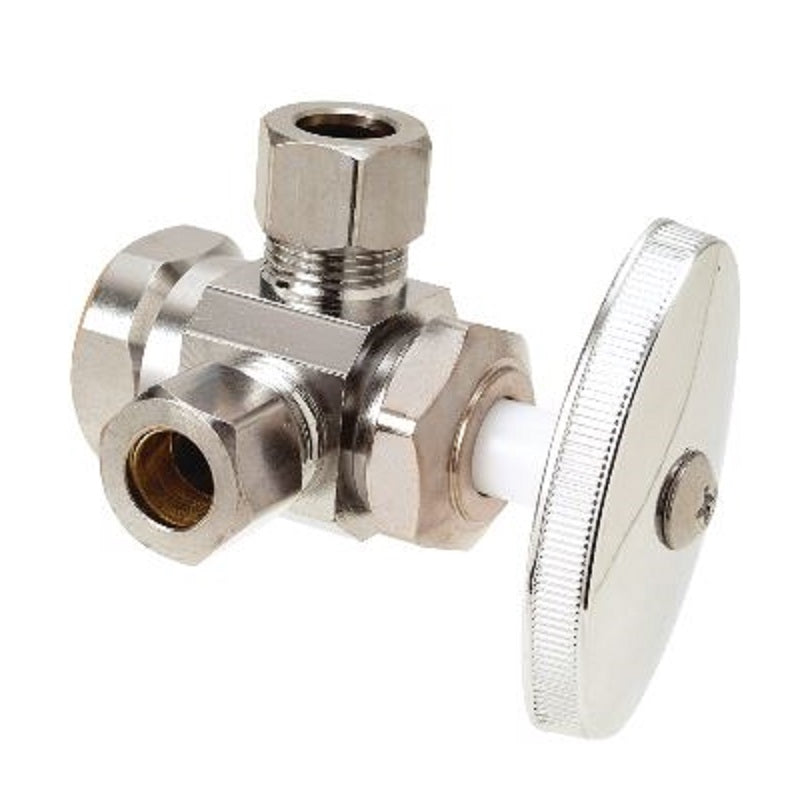 STOP ANGLE 1/2X3/8 CHROME PLATED FXCMPXCMP R1701LRX C1 - DUAL OUTLET Only Maximum Pressure 125 PSI Window Box Package