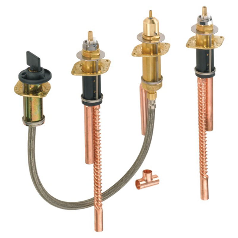 FlexibleDeck Mount Roman Tub Rough-In 5/8" OD Copper Inlets 5/8" OD Corrugated Copper Outlets w/Handshower