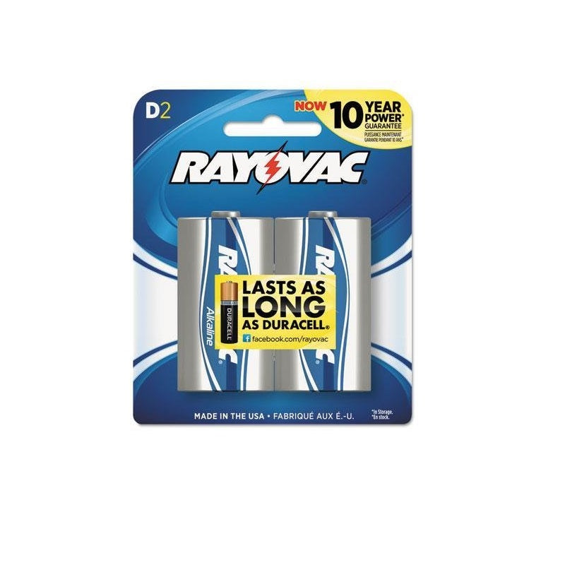 Rayovac Mercury Free Alkaline D Batteries in a 2 Pack