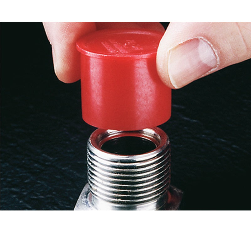 FLANGED PIPE CAP F/1" THRD RC-16 RED LDPE