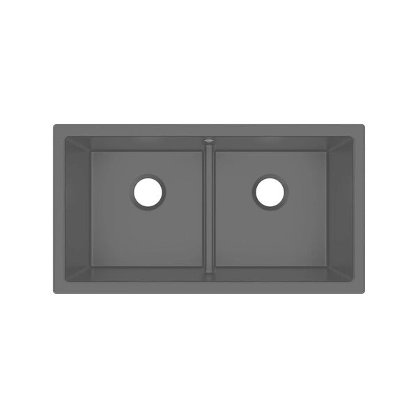 Shaker 33" Double Bowl Undermount Kitchen Sink in Matte Grey