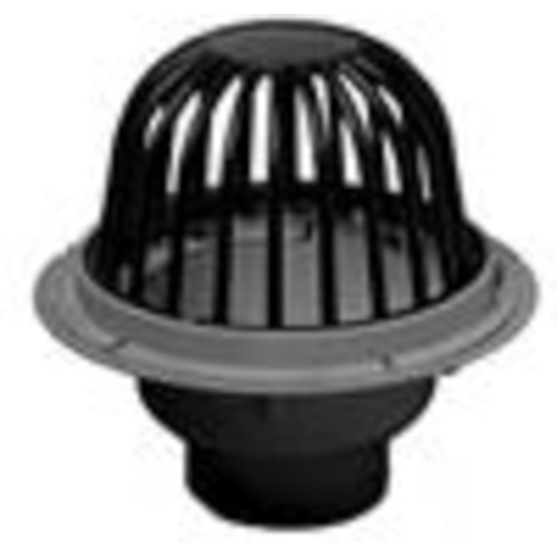 ROOF DRAIN 4" PVC BODY SPIGOT END 78044 W/CAST IRON DOME & DAM COLLAR