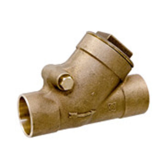 Swing Check Valve 1/2" Bronze Solder Ends Class 125 Y-Pattern Renewable Seat & PTFE Disc  Max Pressure 200 PSI CWP non-shock