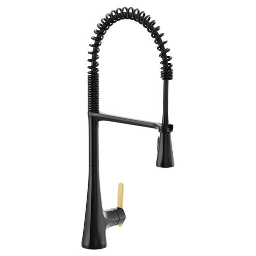 Sinema 1-Handle Spring Pulldown Kitchen Faucet in Black