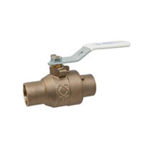Ball Valve 1/4" Bronze Solder Ends  2-Piece Full Port RTFE Seat Standard Lever Handle Lead Free Max Pressure 600 PSI CWP non-shock