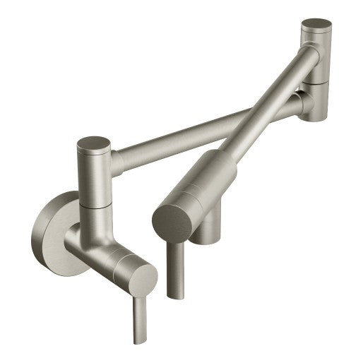 Modern 2-Handle Wall Mount Pot Filler, Spot Resist Stainless