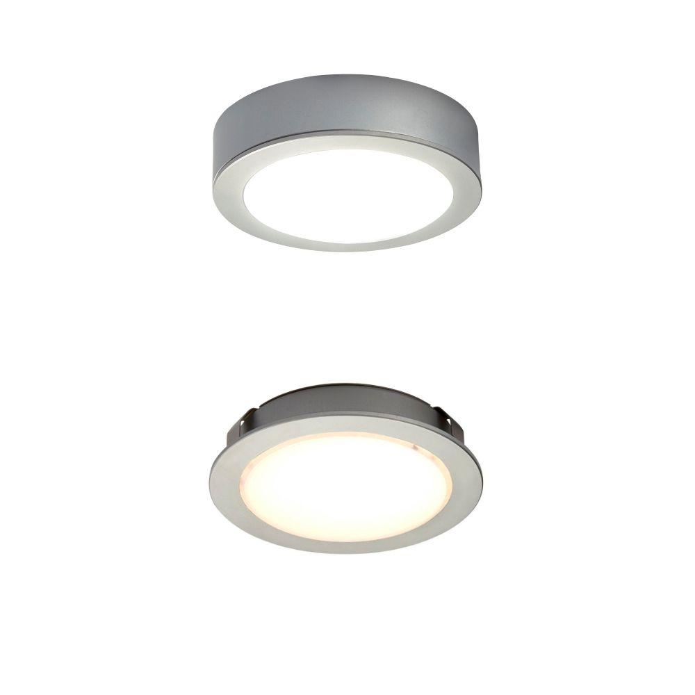 SLS LED Puck Light Kit Cool White 4 Pack Aluminum