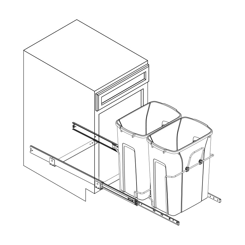 WASTE BASKET SBM15-2-35-WH WHT DBL BOTTOM MOUNT