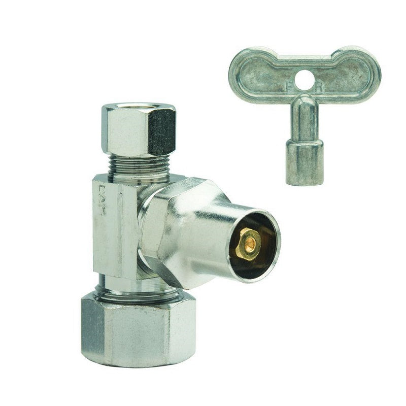 STOP STRAIGHT 1/2X3/8 CHROME PLATED CMPXCMP SCR14X C MULTI-TURN W/LOOSE KEY Maximum Pressure 125 PSI