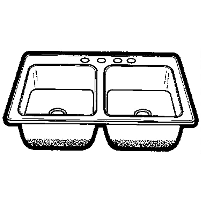SilverCast 33x21x6-1/2" SS Equal Double Bowl Sink w/3 Holes