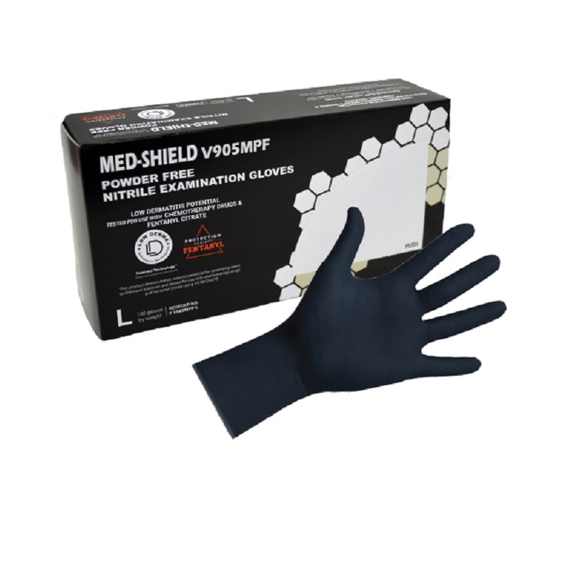 Disposable Medium Black Nitrile 5.5 mil Powder Free Exam Glove Extended Cuff 100/Box