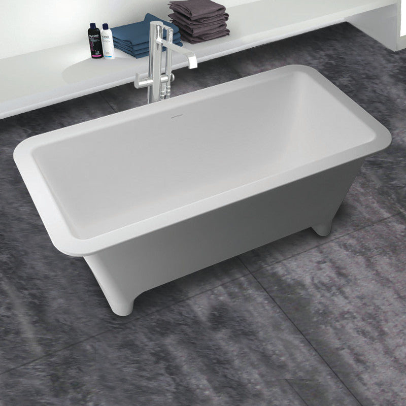 Milan 60-3/64x30x23" Freestanding Tub w/Chrome Drain in White