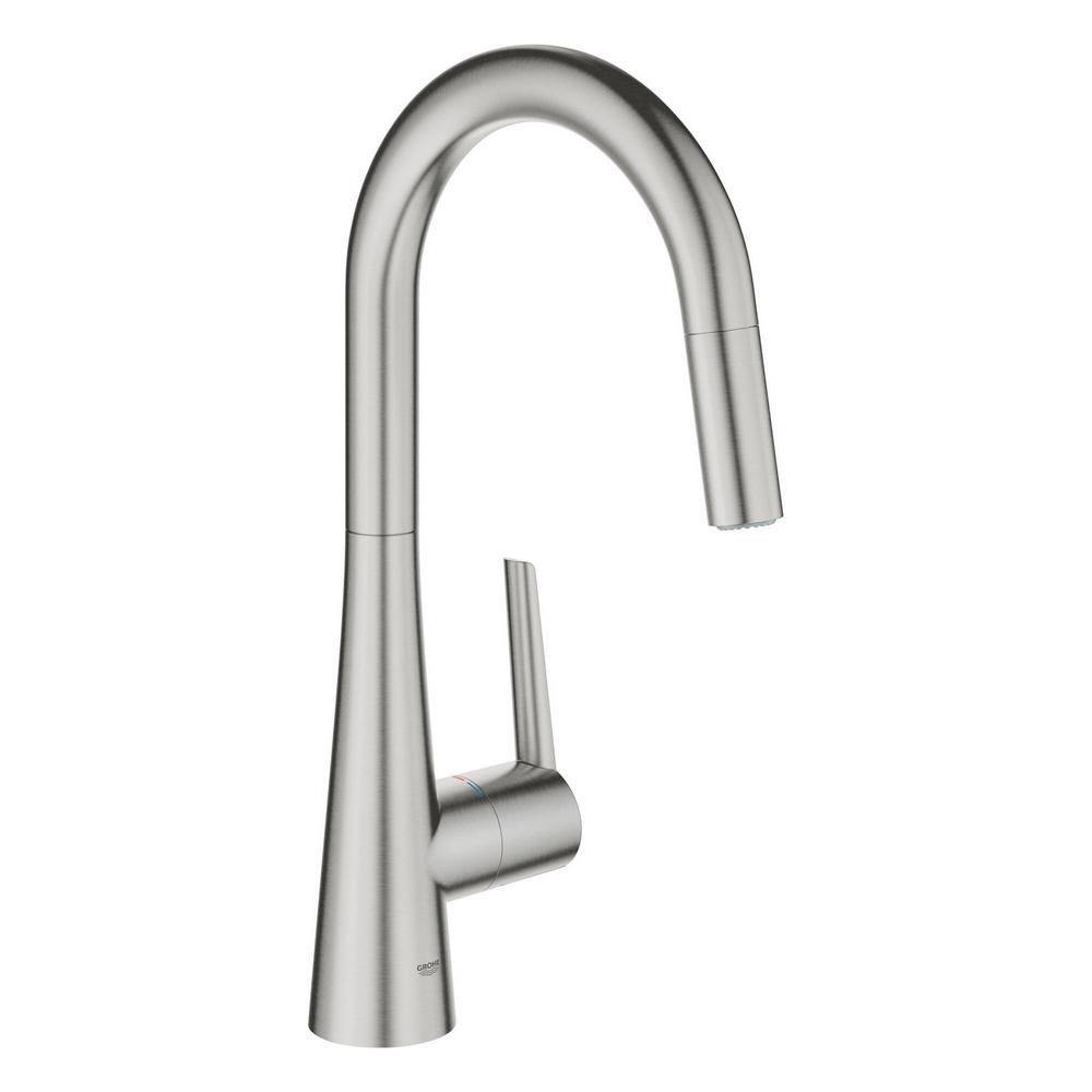 Zedra Dual Spray Kitchen Faucet in SuperSteel, 1.75 gpm